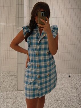 Adalyn Rae blue plaid mini dress